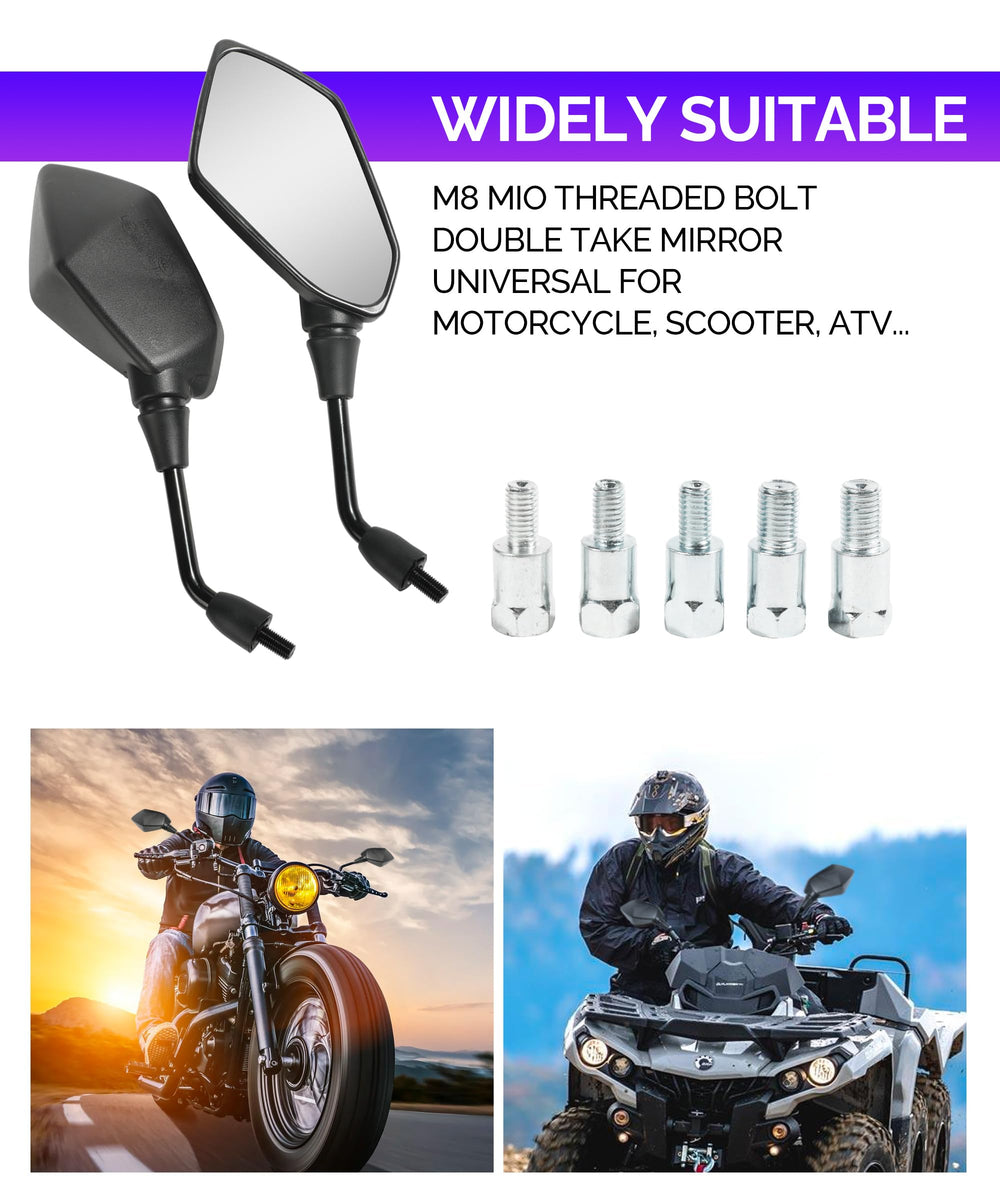 RACOONA mirrors fit most bikes, scooters, ATVs, UTVs, and dirt bikes.