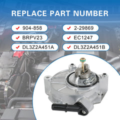 RADHLBNIU brake vacuum pump label closeup with OEM part numbers