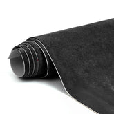 RadiantDecor premium black suede wrap close-up texture for luxurious car interior.
