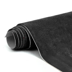 RadiantDecor premium black suede wrap close-up texture for luxurious car interior.
