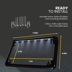 Radiantz sleek black aluminum frame on license plate adds durability and style