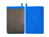 Ragnify blue clay mitt front view highlighting ergonomic design for safe detailing.