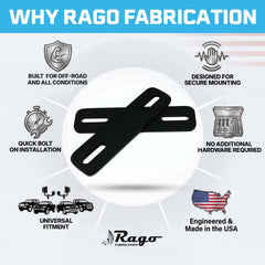 Rago Fabrication bracket extension on a truck bereit for off road use