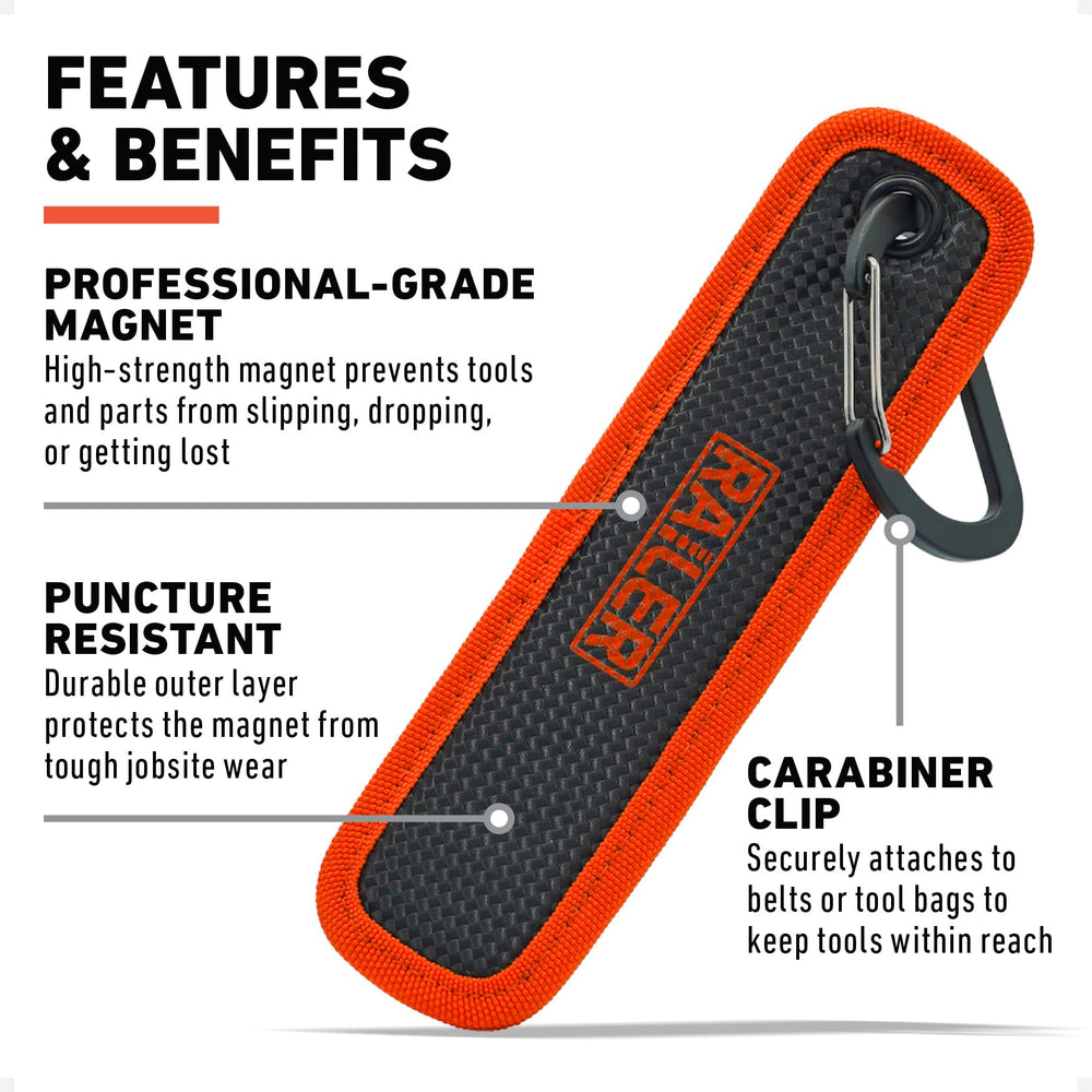 Railer magnetic tool pad with belt clip for hands-free access on site.