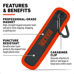 Railer magnetic tool pad with belt clip for hands-free access on site.