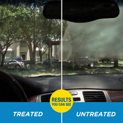 Rain-X Interior Glass Anti-Fog in car shows clear driving visibility