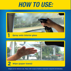 Rain-X Interior Glass Anti-Fog close-up during drying highlights easy maintenance