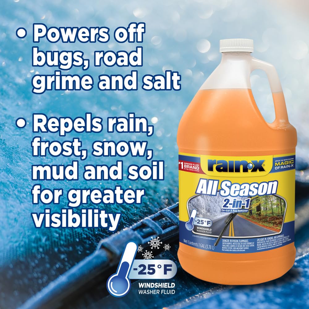 Road scene with light snow and effective ice removal by Rain-X formula.