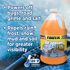 Road scene with light snow and effective ice removal by Rain-X formula.