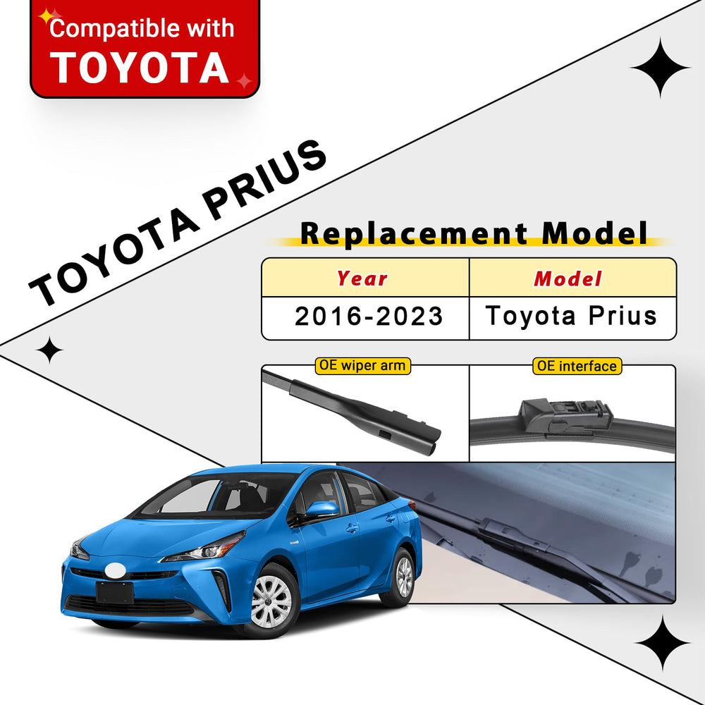 RAINTOK Prius 28-inch front blade close-up shows zinc alloy base for stability.