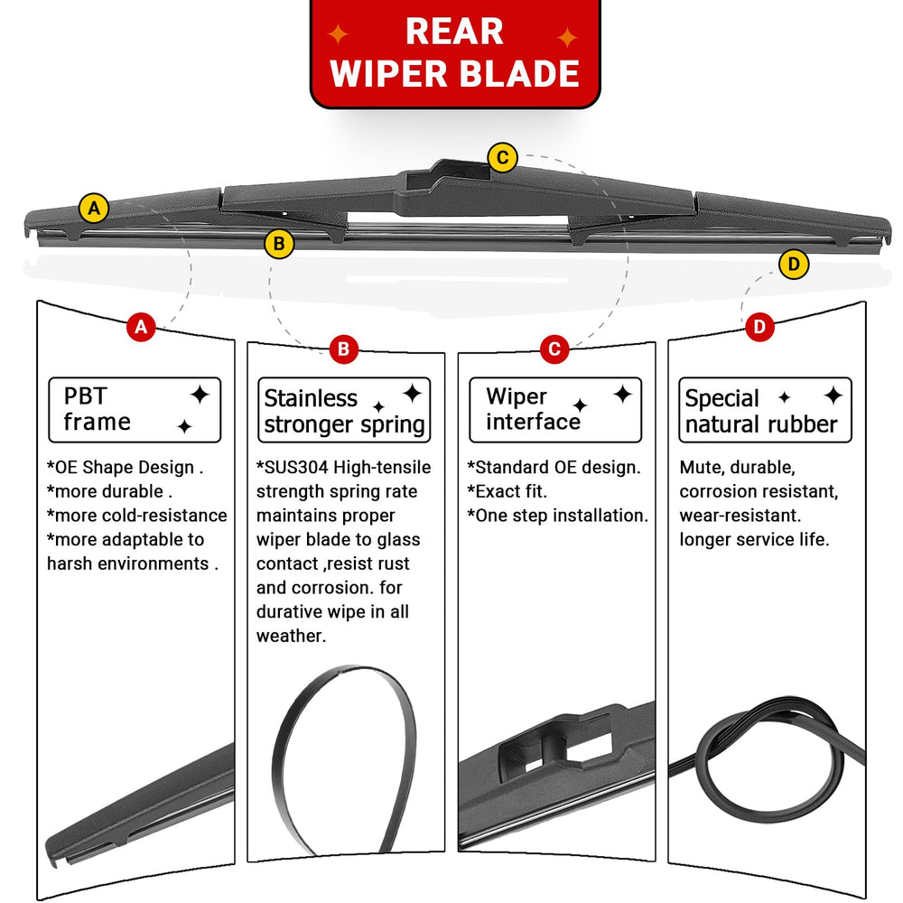 RAINTOK natural rubber blade delivers smooth, quiet wipes across the windshield.