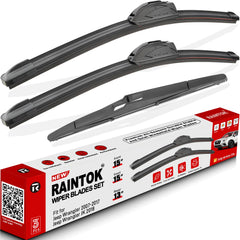 Raintok front-left 15-inch wiper blade for Jeep Wrangler improves rain visibility.