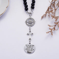 Ralukiia guardian angel car charm with antique silver compass for direction and safety