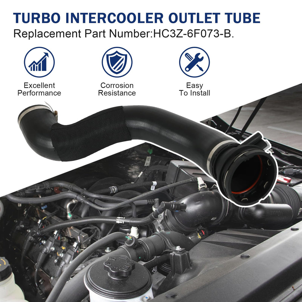 RALZAOTO turbo intercooler outlet tube HC3Z-6F073-B fits Ford F-350 for snug engine bay fit.