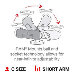 RAM MOUNTS 201U-B powder-coated finish resists corrosion and wear.