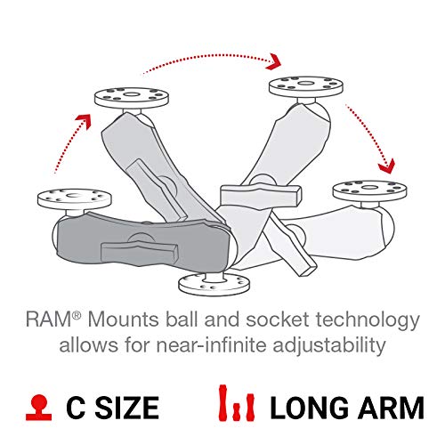 RAM MOUNTS 201U-D extended reach 9.125 inches for flexible positioning.