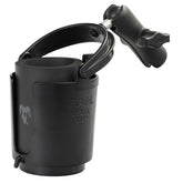 RAM Mounts RAP-B-132B-201U level cup holding a 16oz drink on a motorcycle