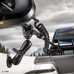 RAM MOUNTS Tough-Claw base clamps to 1–2.25 inch rails for varied setups.
