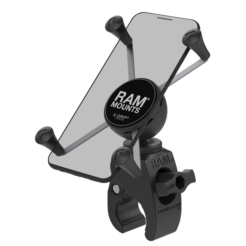 RAM MOUNTS X-Grip large phone mount on handlebars holds large devices securely