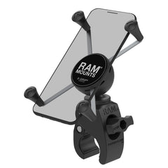 RAM MOUNTS X-Grip large phone mount on handlebars holds large devices securely