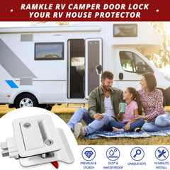 Ramkle RV Entry Door Lock installation kit with screws and instructions