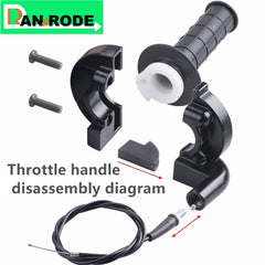Ran&Rode throttle grip closeup with soft TP rubber for comfortable handling.