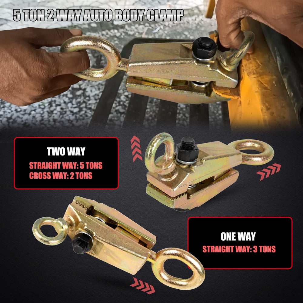 RANSOTO 2-ton cross-pull clamp ideal for misaligned panels during repairs.