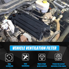 RANSOTO CCV filter installed in a 6.7L Cummins engine bay for easy replacement.