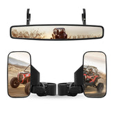 RANSOTO UTV side-view mirror on roll-bar mount improves rear visibility.