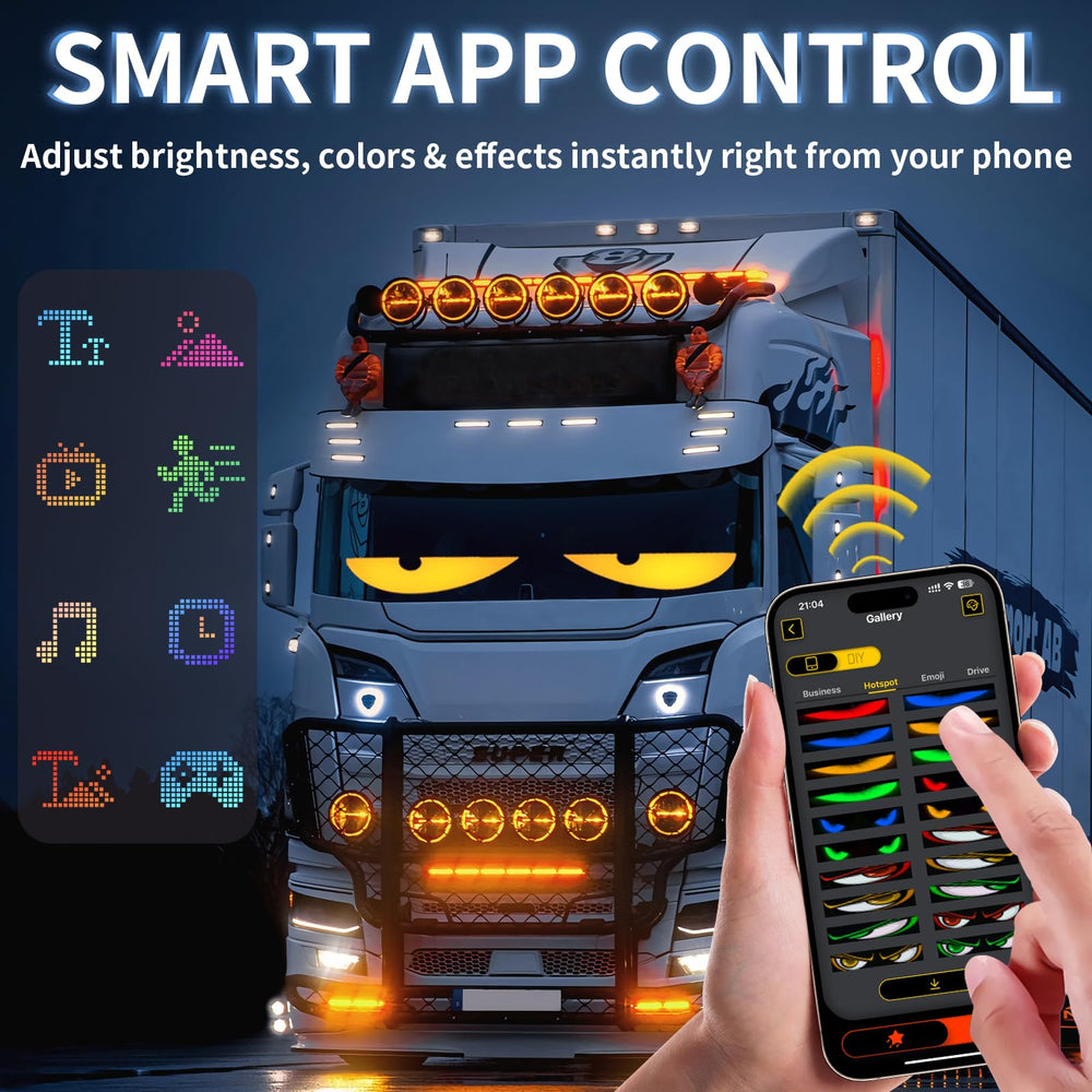 RAOZBE programmable LED car sign enabling custom patterns via app