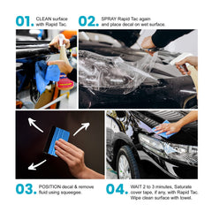 Rapid Tac felt-edge squeegee enabling bubble-free pressure during install