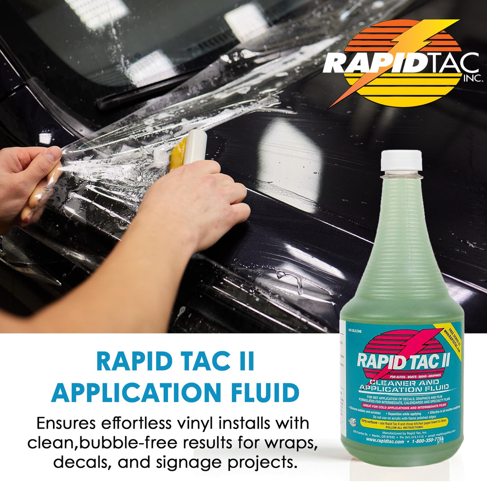 Rapid Tac II glass application supports smooth vinyl adhesion on glass surfaces.