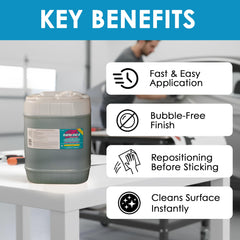 Rapid Tac II repositioning enables decal adjustment before final adhesion for accuracy.