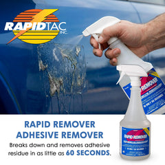 Rapid Tac Rapid Remover spray nozzle applying adhesive safely.