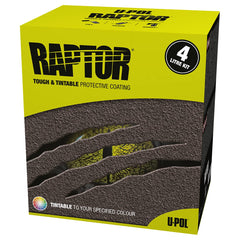 RAPTOR Tintable Truck Bed Liner Kit front packaging shows complete protection options.