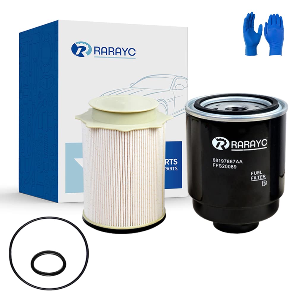 RARAYC fuel filter water separator set for 6.7L Cummins improves fuel cleanliness for Dodge Ram 2013-2018