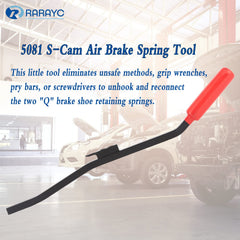 RARAYC tool hooked on retaining spring loop for safe axle work