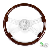 RASTP 18-inch wood steering wheel featuring 4 spokes for durable truck control
