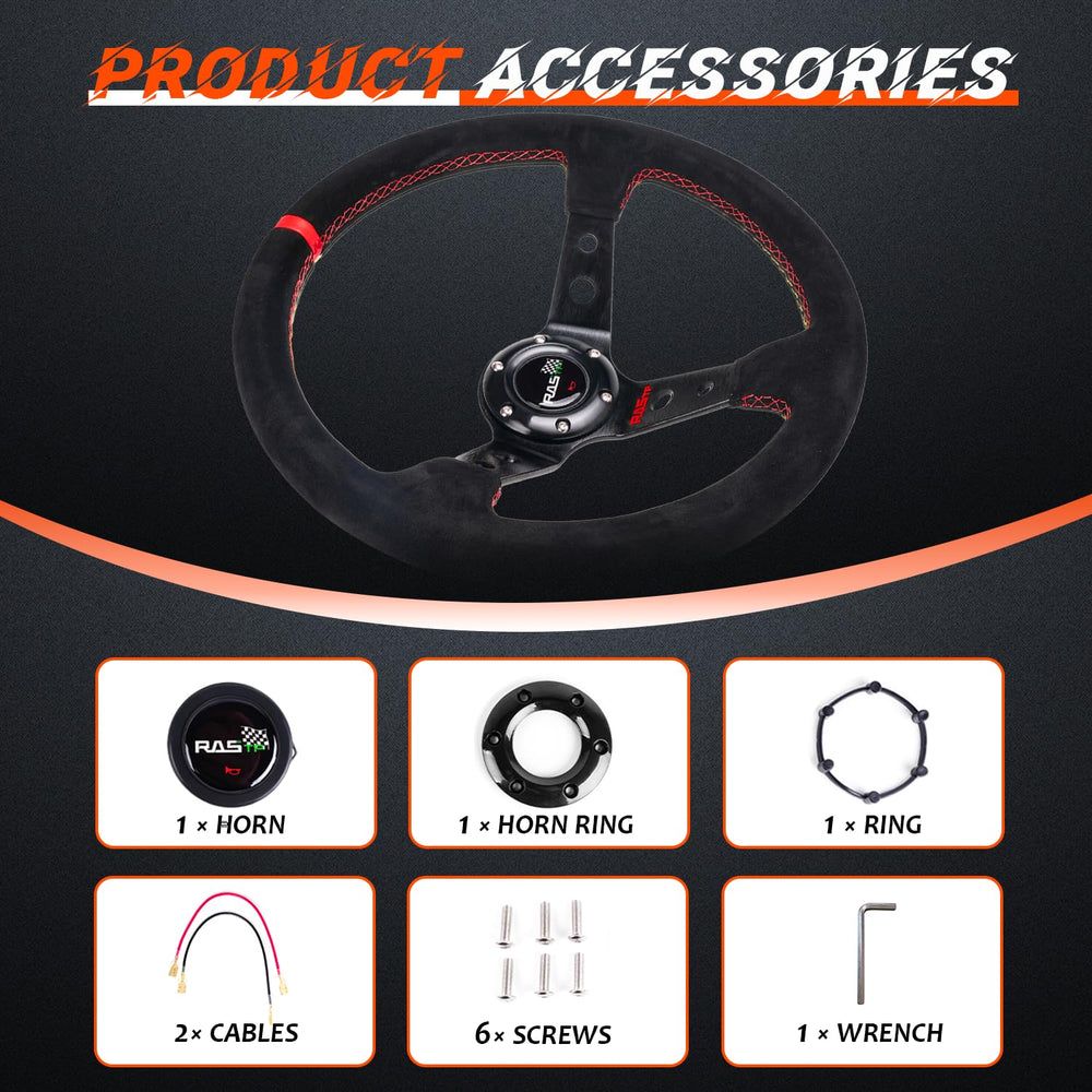 RASTP steering wheel enhances car interior with stylish, refined design.