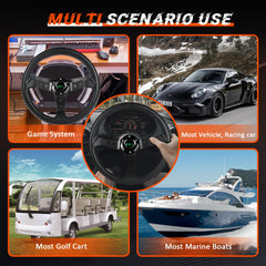 RASTP steering wheel 350mm diameter image highlights fits most cars for universal compatibility