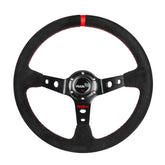 RASTP universal racing steering wheel with suede deep-dish and red accent for confident grip.
