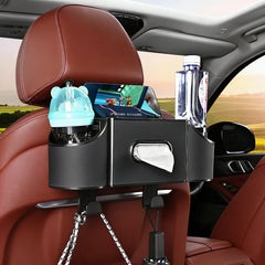 RAXSEG backseat organizer with cup holder keeps drinks within reach.