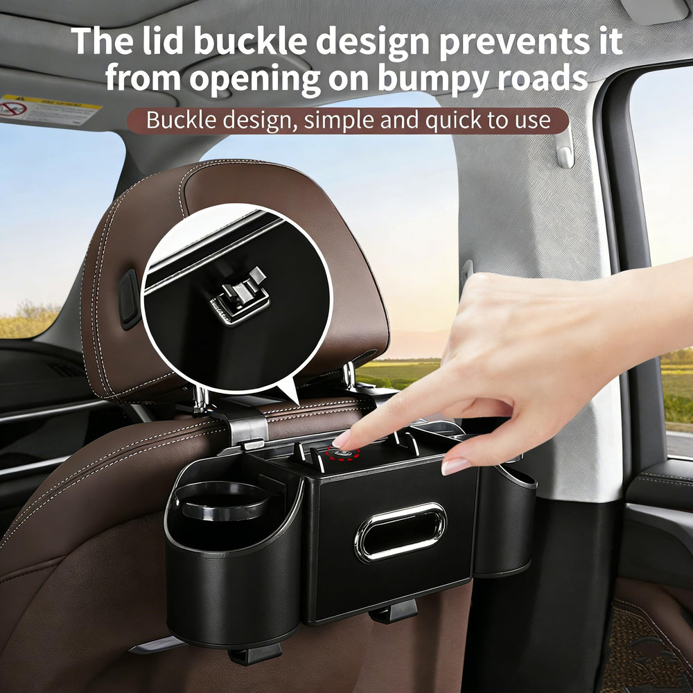 RAXSEG phone pocket backseat organizer secures devices within reach.