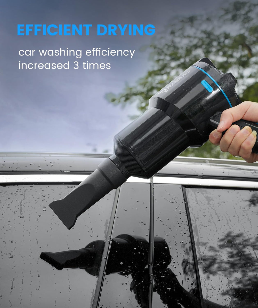 RAYBAO car detailing setup with versatile nozzle options for interior and exterior drying