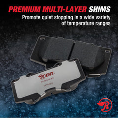 Raybestos noise-damping shim image for EHT pads; enhances quiet stopping.