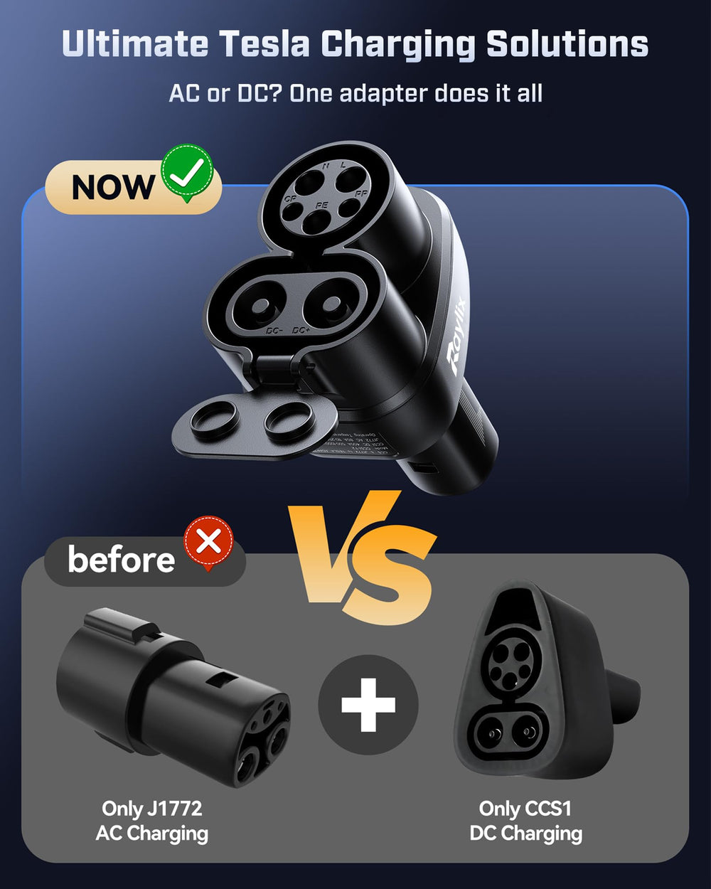 Raylix 2in1 adapter side connection illustrating portable design for on-the-go charging