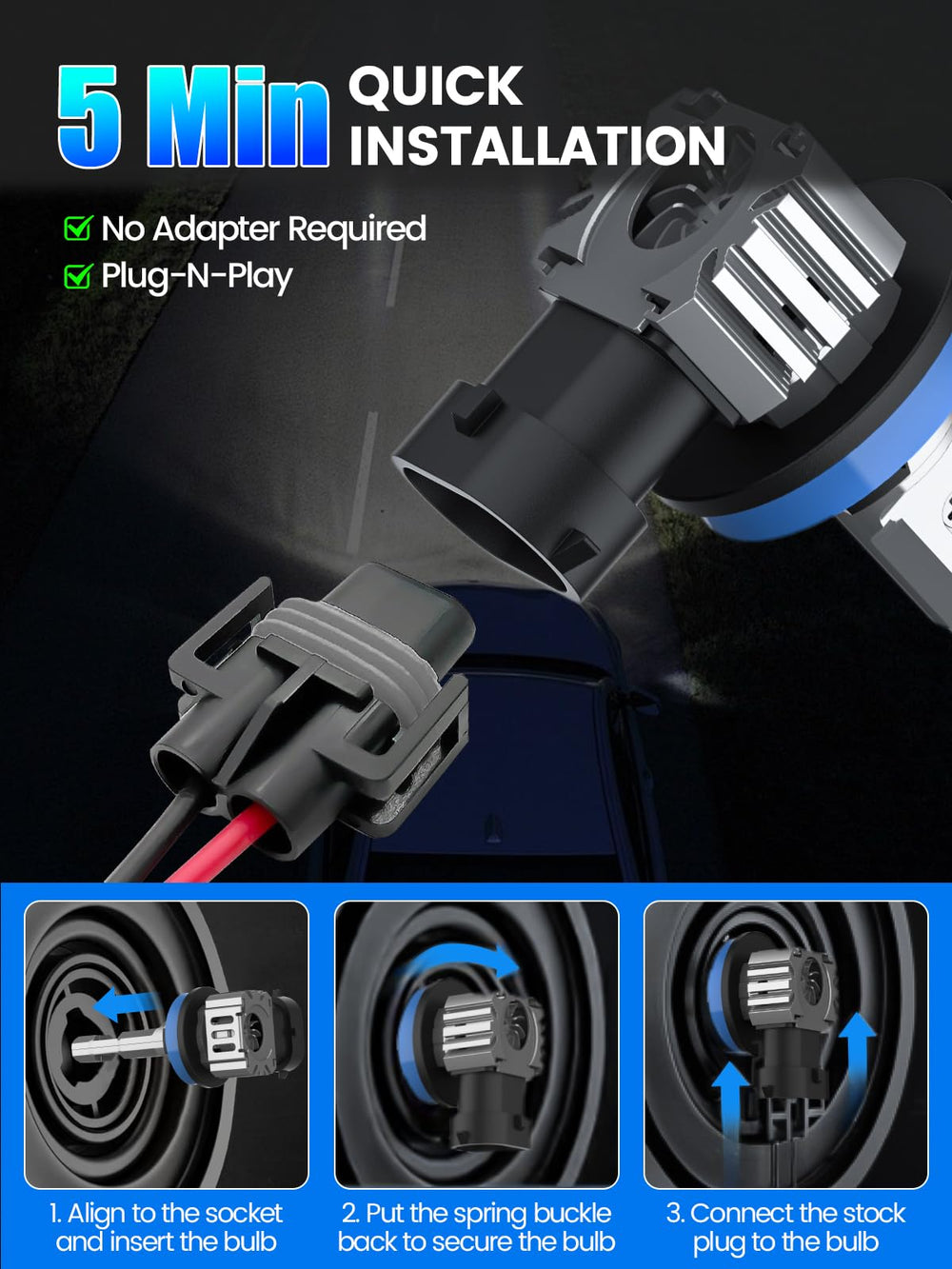 RCJ H11 precise beam pattern reduces glare for oncoming drivers.