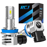 RCJ H11 fog light beam closeup with bright, crisp illumination for foggy road visibility