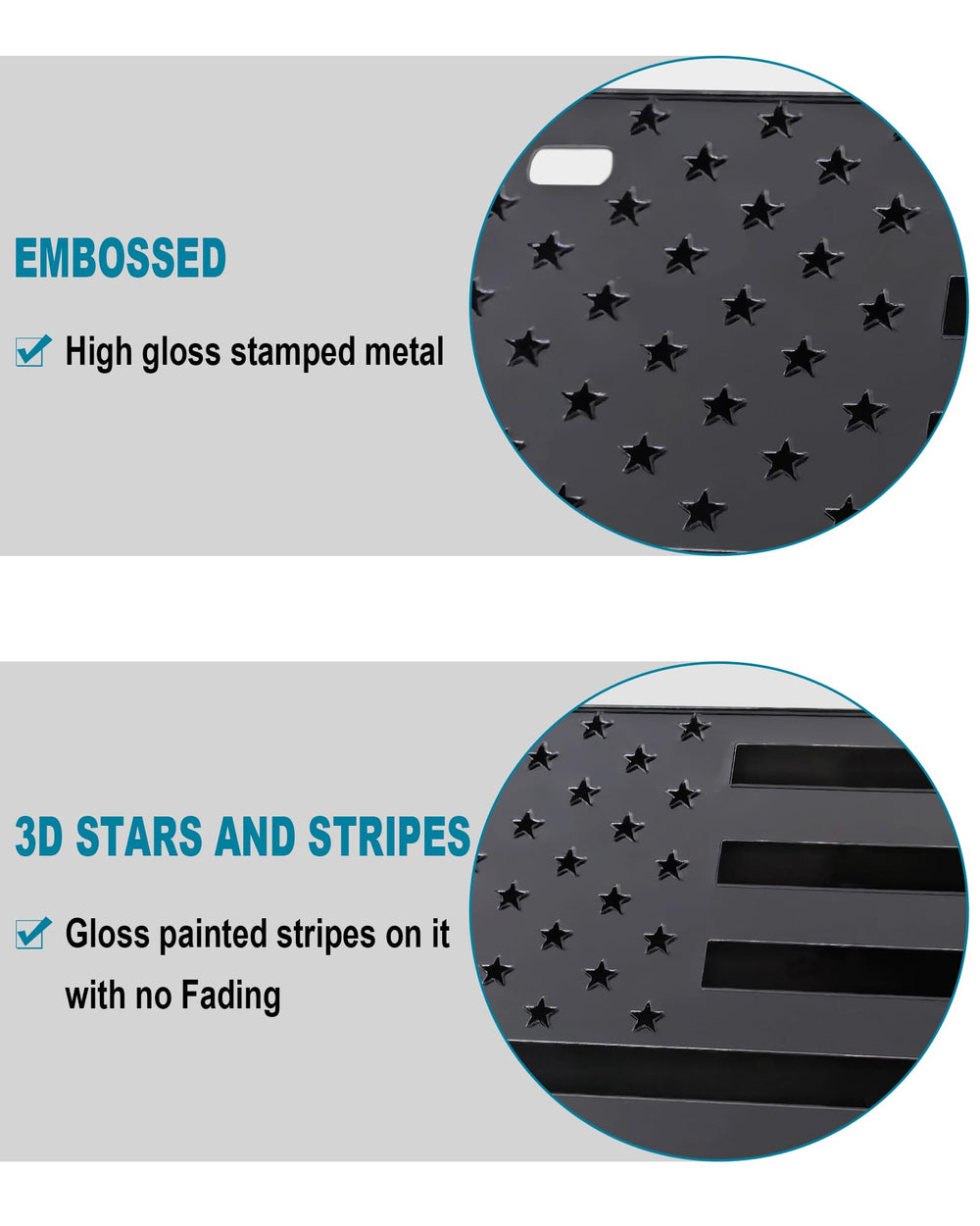RCKJNJ 3D USA flag pattern adds depth and premium feel to your vehicle.