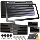 RCKJNJ American Flag front license plate with embossed stars for bold curb appeal.